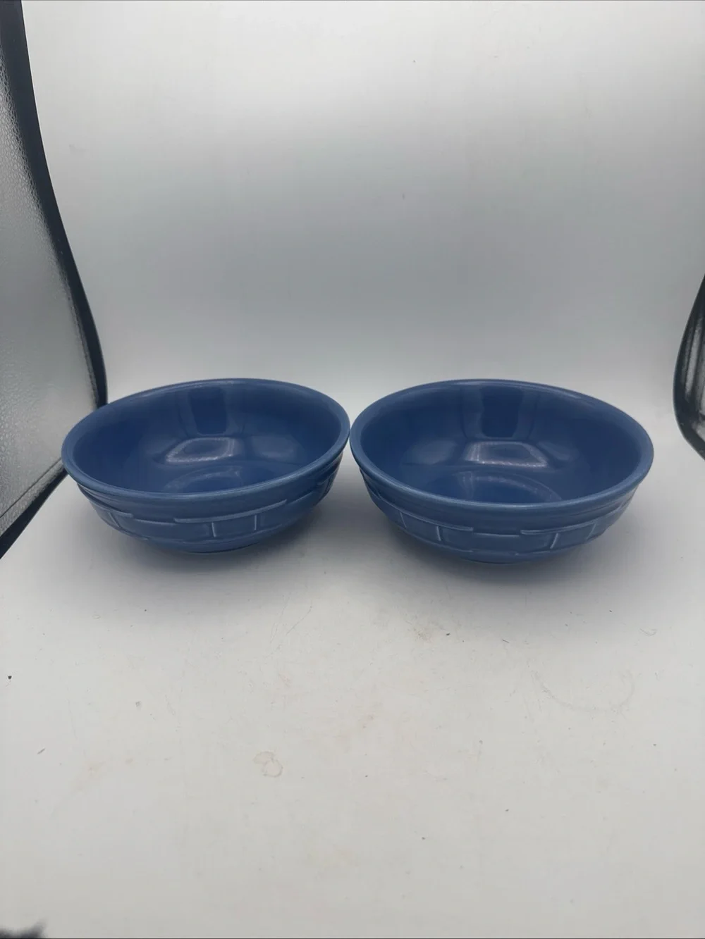 Set of 2 Longaberger Woven Traditions Cornflower Blue Coupe Cereal Bowls 6 7/8
